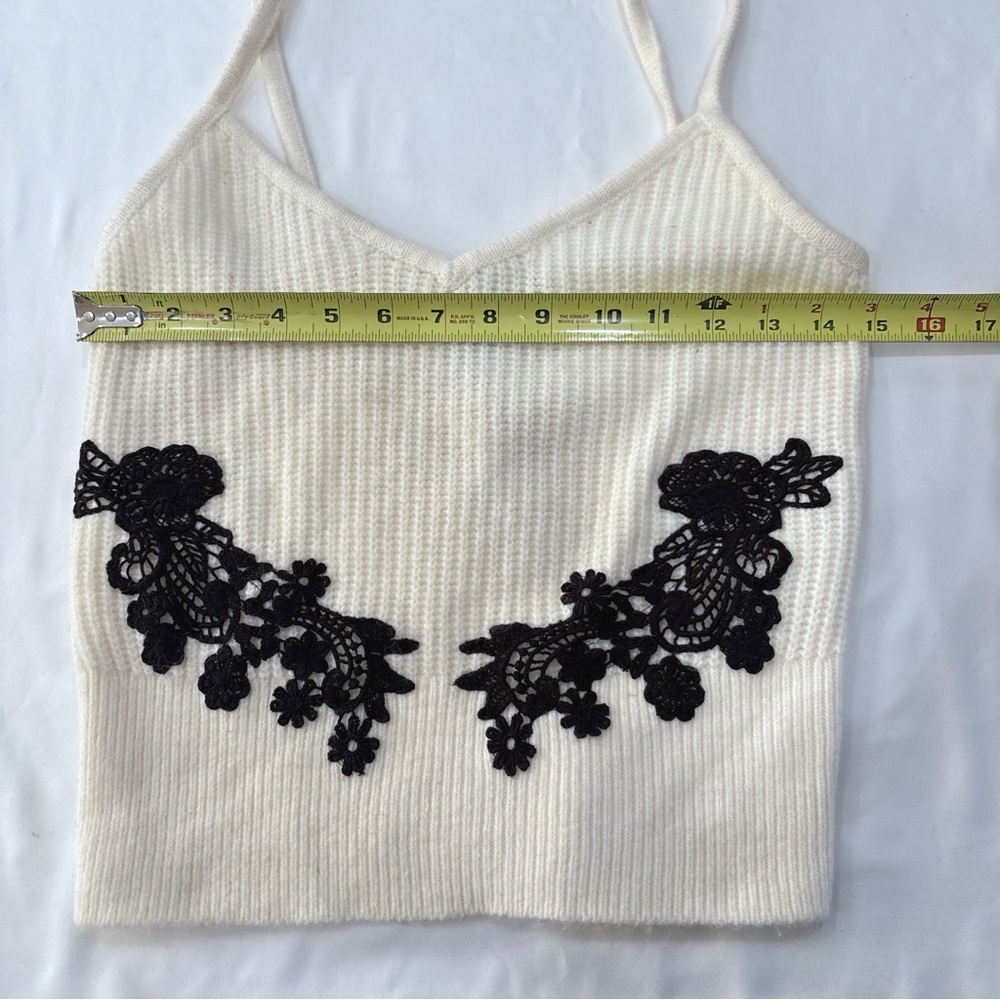 NWT Express Knit Camisole Women S Ivory Lace Trim Chic Coquette Y2K Top - Picture 7 of 8